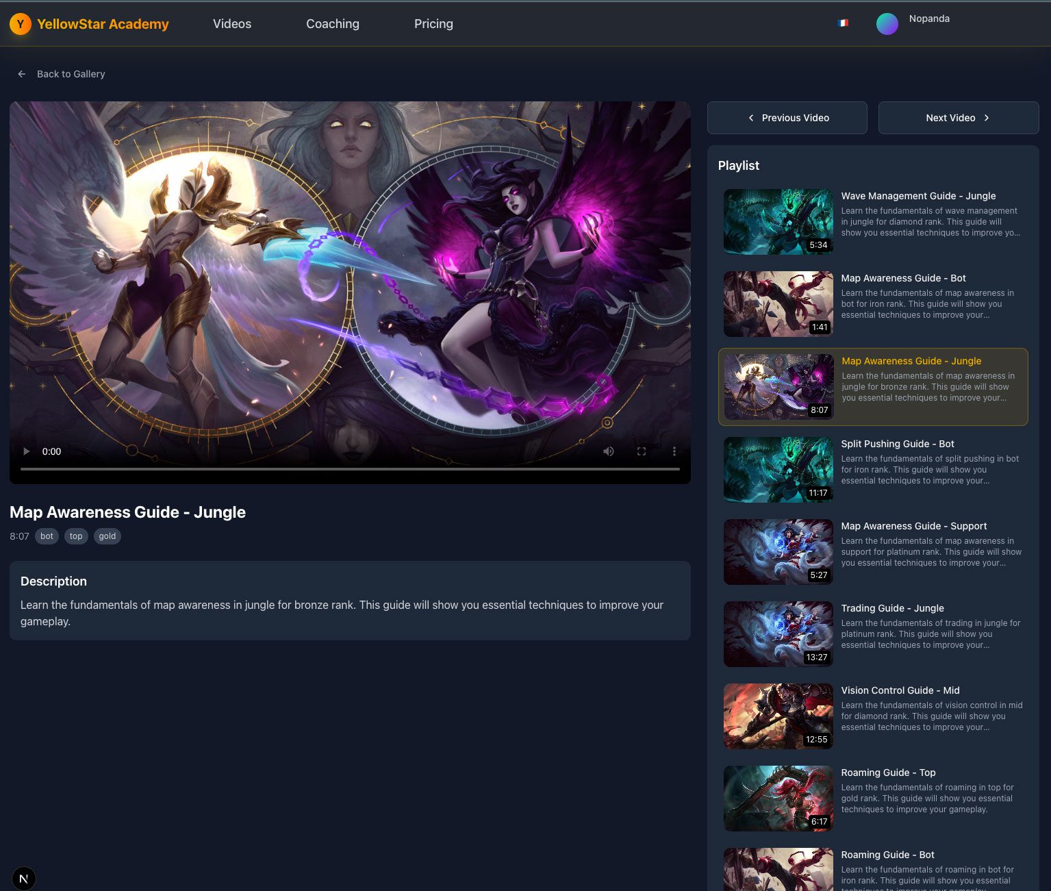Coaching League of Legends – aperçu du hub développé par YellOwStaR